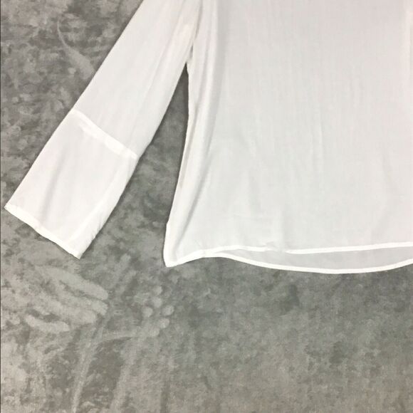 Treasure & Bond Women Size Small Top Pullover Sheer Ivory Bell Sleeves Slit Side - Picture 10 of 16